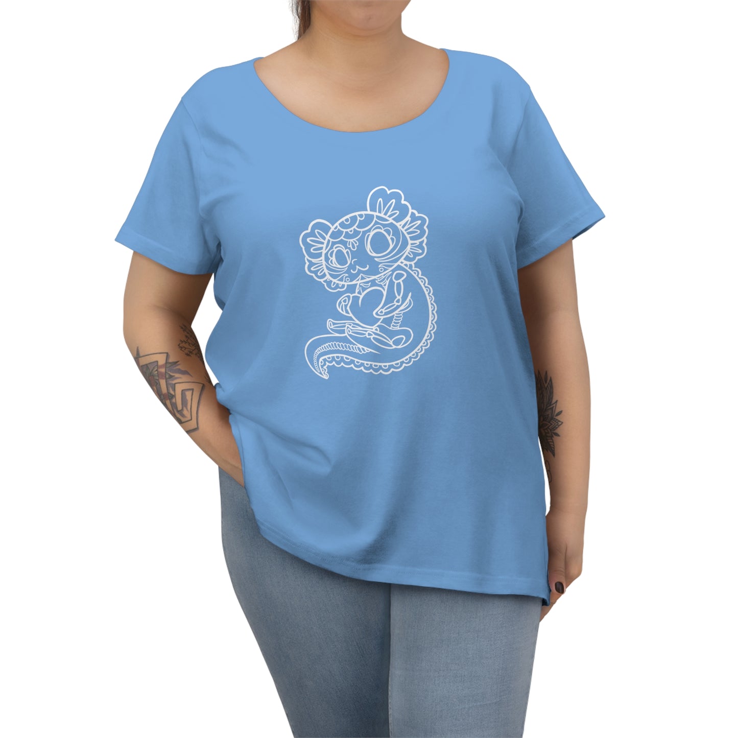 Axolotl Dia de Muertos curvy shirt