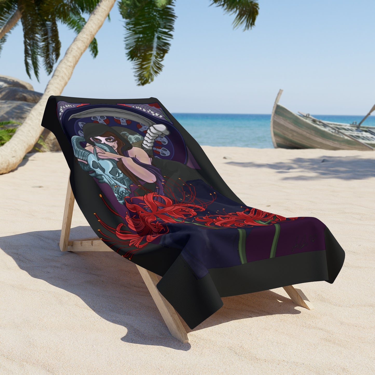 Bas Goddess of Death Beach Towel