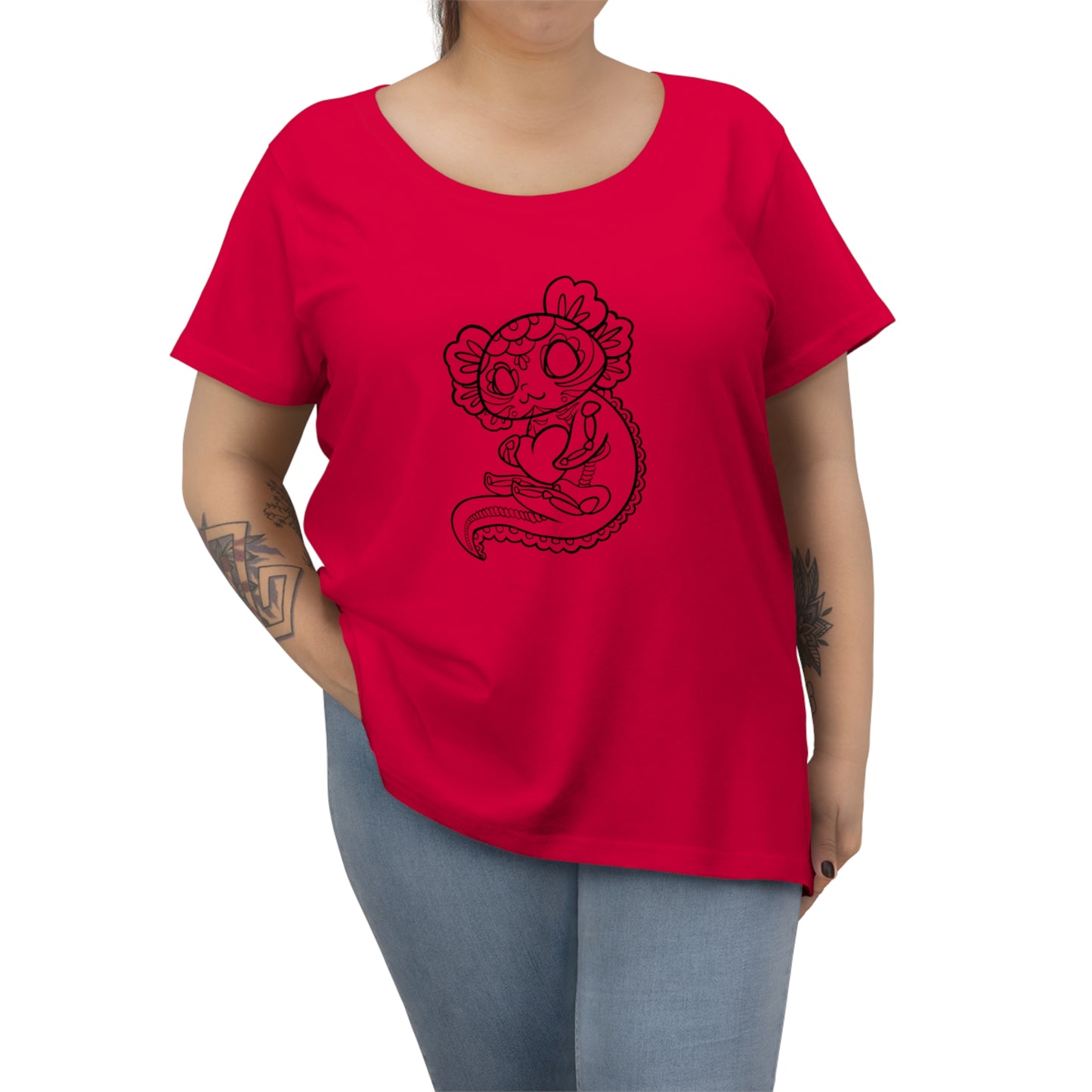 Axolotl Dia de Muertos curvy shirt