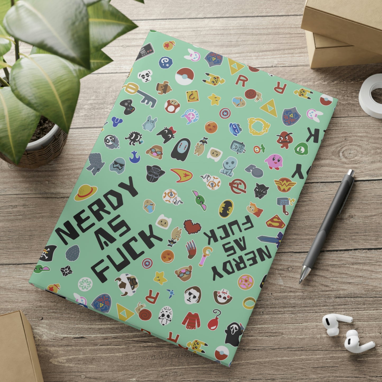 Nerdy AF Hardcover Notebook with Puffy Covers