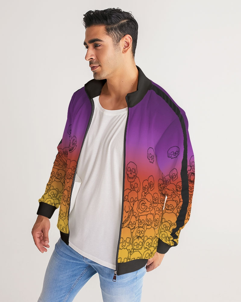 Skull Waterfall Men's Stripe-Sleeve Track Jacket