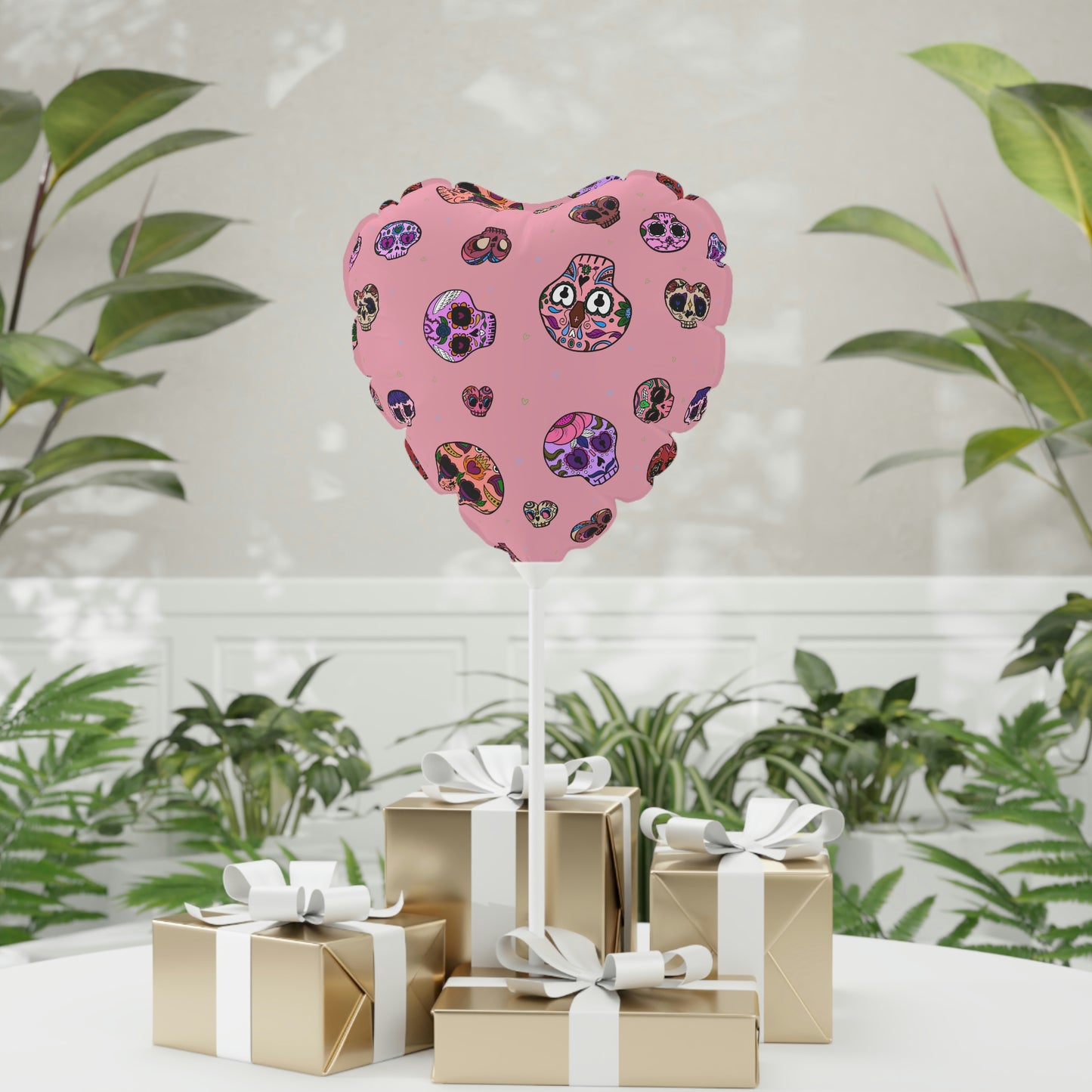 Valentines Skeull Balloon (Round and Heart-shaped), 11"