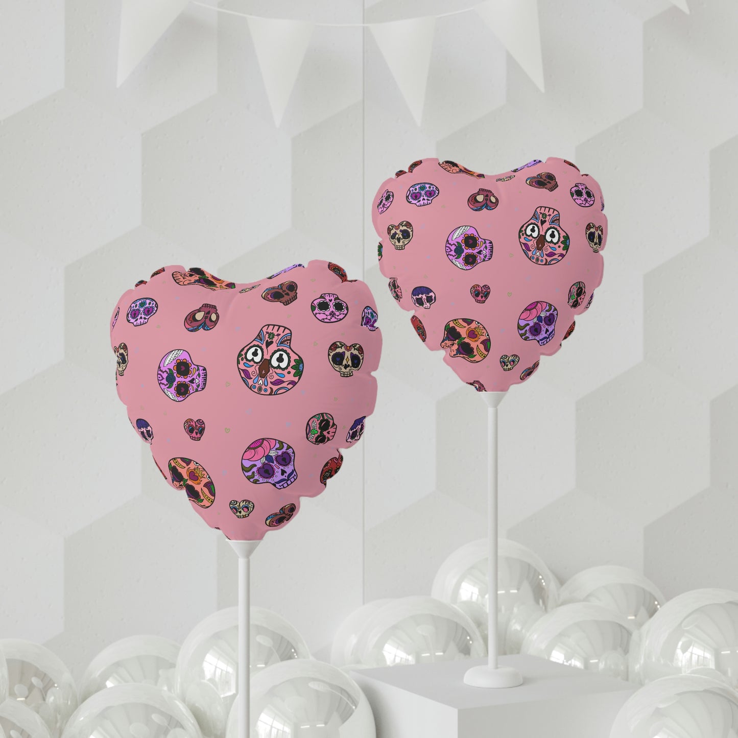 Valentines Skeull Balloon (Round and Heart-shaped), 11"