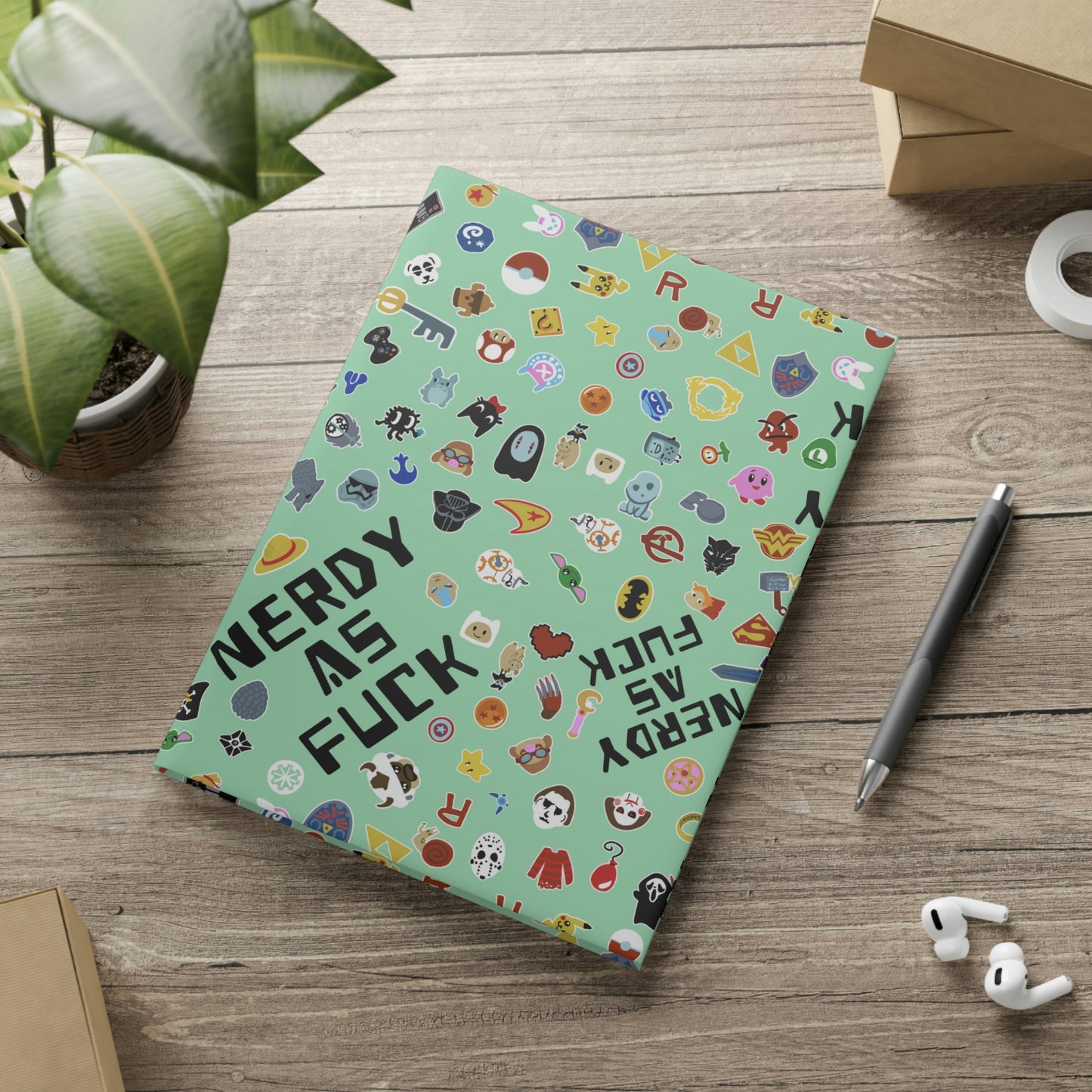 Nerdy AF Hardcover Notebook with Puffy Covers