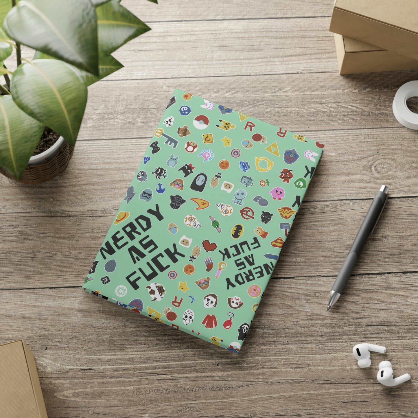 Nerdy AF Hardcover Notebook with Puffy Covers