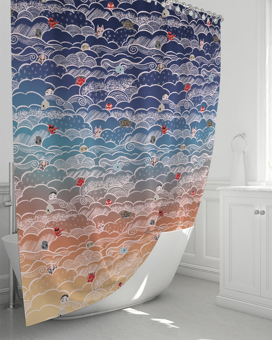 Japanese Masks Shower Curtain 72"x72"