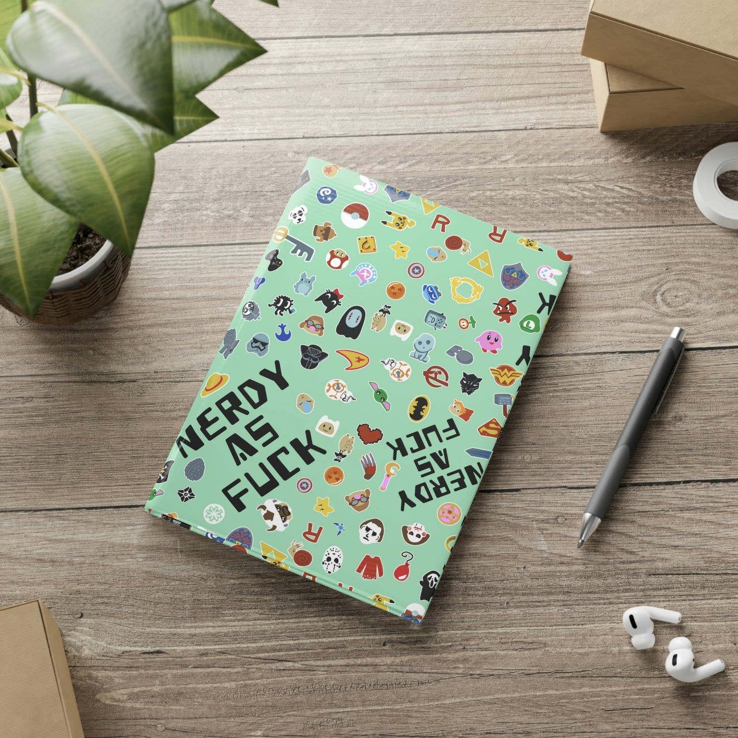 Nerdy AF Hardcover Notebook with Puffy Covers