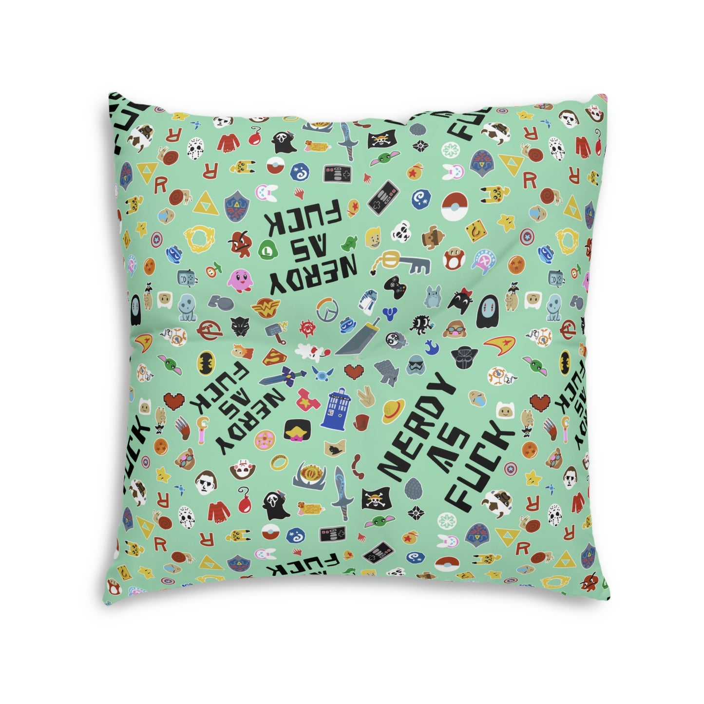 Nerdy AF Tufted Floor Pillow, Square