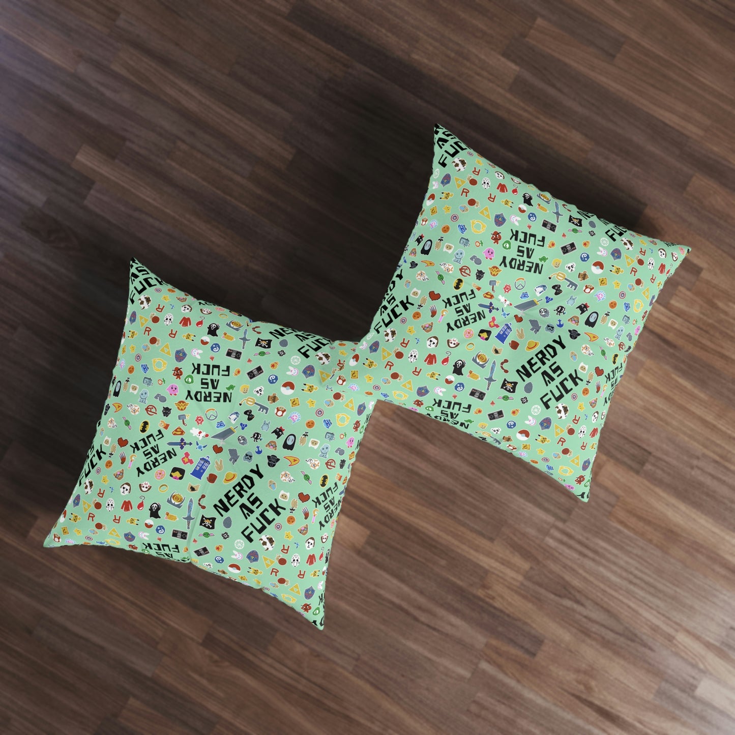 Nerdy AF Tufted Floor Pillow, Square