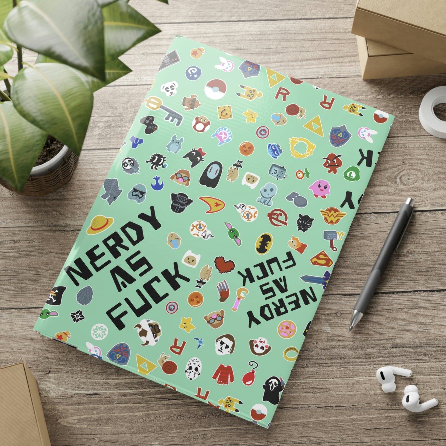 Nerdy AF Hardcover Notebook with Puffy Covers