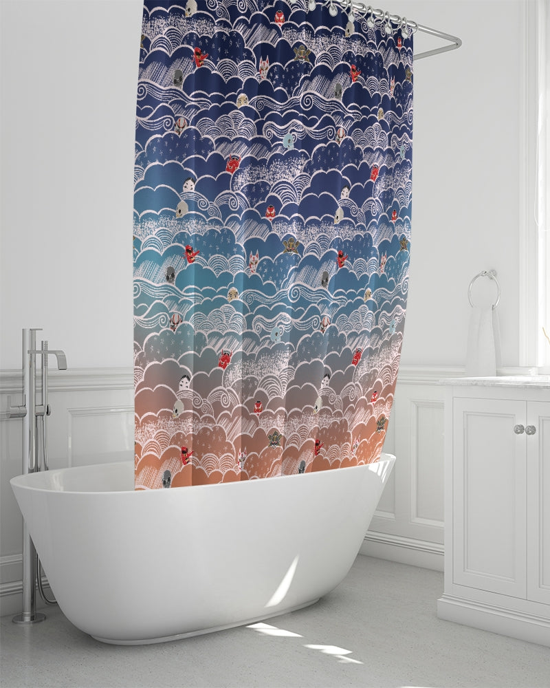 Japanese Masks Shower Curtain 72"x72"