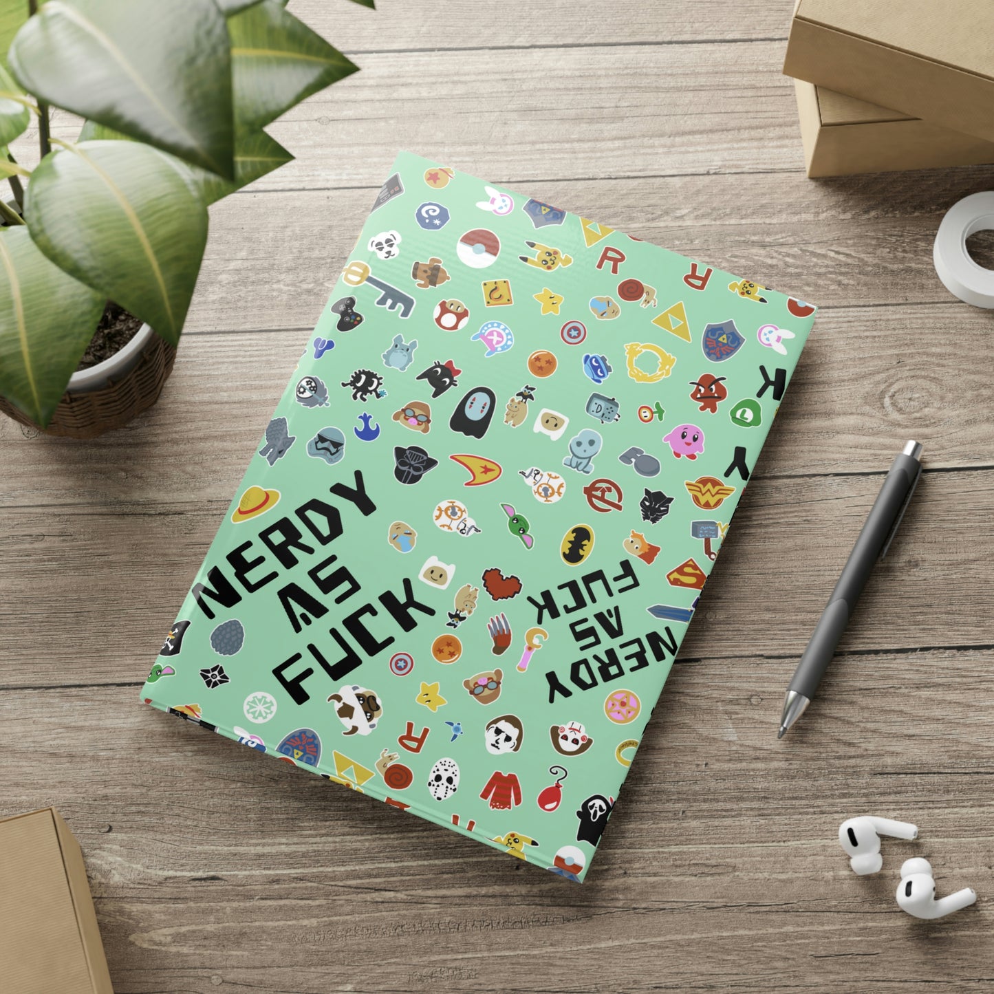 Nerdy AF Hardcover Notebook with Puffy Covers